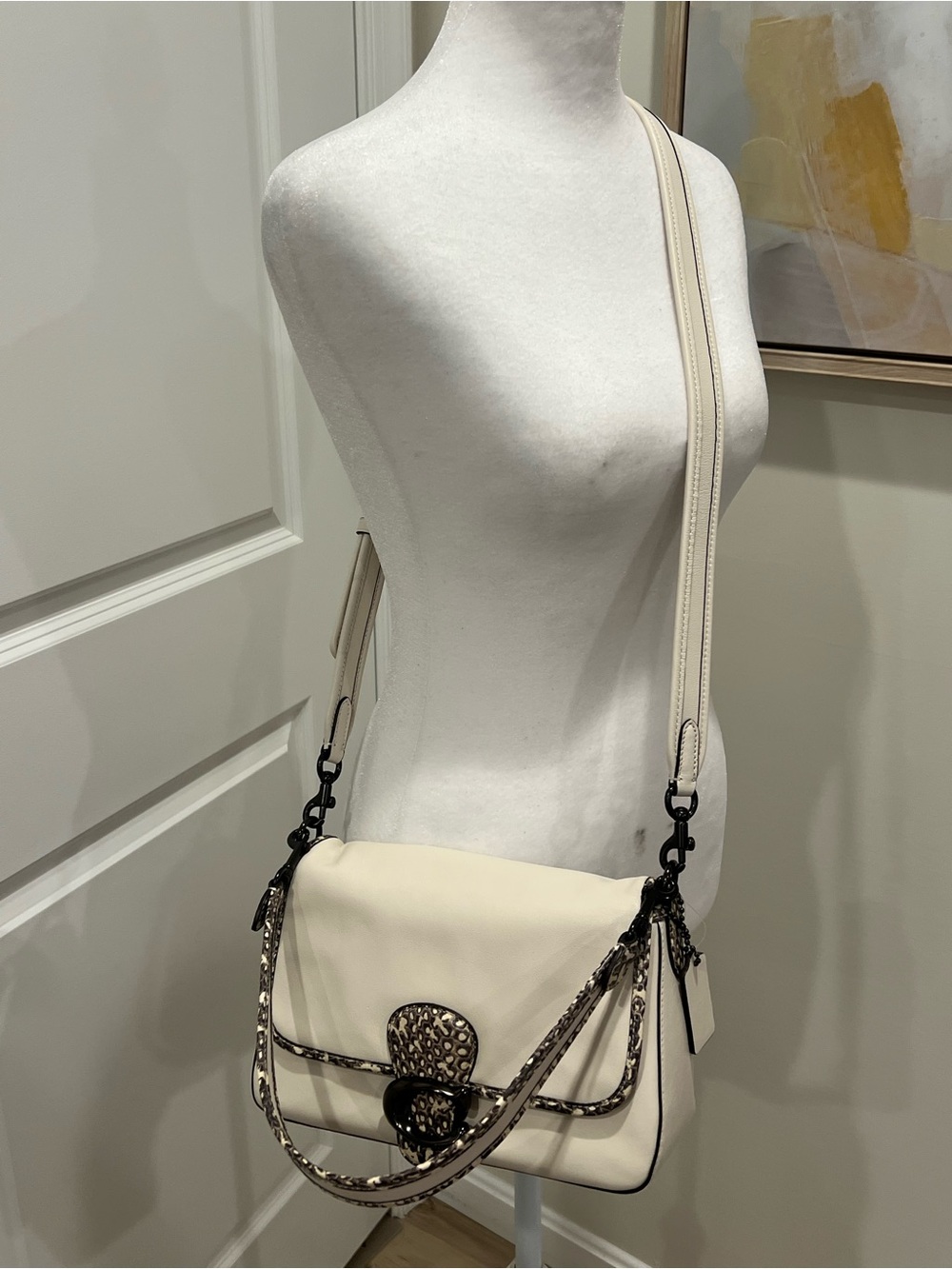 NWT Coach Soft Tabby Leather Shoulder Bag with snakeskin detail